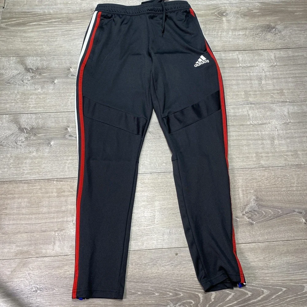 Adidas Track‎ Pants Mens Large Black AEROREADY Zip Ankle Striped Soccer Athletic